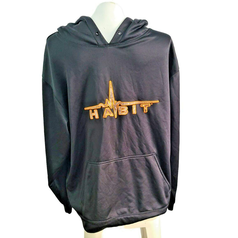 Habit Mens Black Camo Logo Performance‎ Hoodie Sweatshirt XL